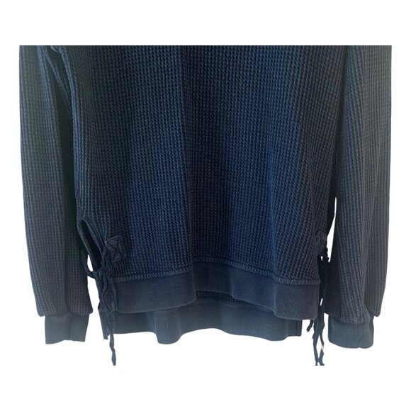 ANTHROPOLOGIE SATURDAY SUNDAY Indigo Blue Aliana Waffle Knit Pullover Size XS - Picture 8 of 10